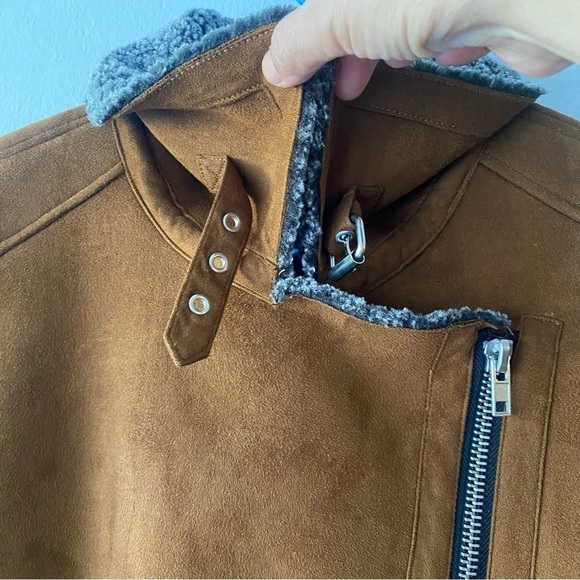 RD style Sherpa lined suede moto jacket medium - Picture 5 of 13